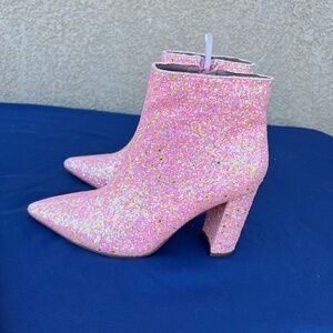 Allegra K Pink Glitter Ankle Boots size 6- NEW without box